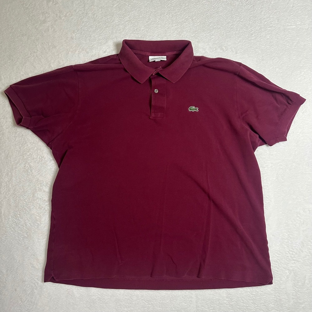 Lacoste Classic Fit Polo Shirt Mens L/XL Burgundy Pique Cotton Preppy Designer
